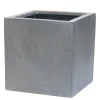 Aardewerk|ohgreen Bloembak Fiberstone kubus 20x20cm grijs