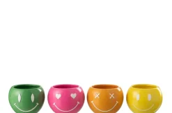Potten En Vazen|ohgreen Bloempot smiley porselein mix medium assortiment van 4