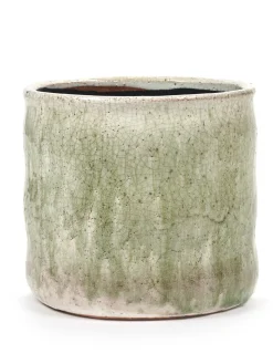 Potten En Vazen|ohgreen Craquelé Pot flame light green d17,5 h16,5 cm