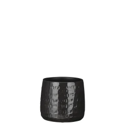 Potten En Vazen|ohgreen Floyd pot rond zwart - h13xd15cm