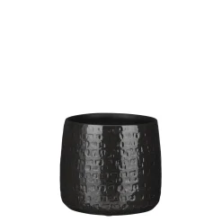 Potten En Vazen|ohgreen Floyd pot rond zwart - h17xd19cm