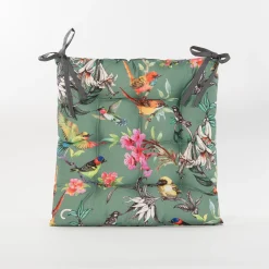 Accessoires En Onderhoud|ohgreen Gewatteerd stoelkussen vogels groen 38x38cm