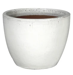 Aardewerk|ohgreen Glazed egg pot white d41h33