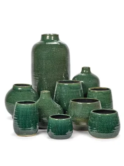 Potten En Vazen|ohgreen Glazed shades Vaas l l30xb30x60 d.groen