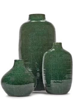 Potten En Vazen|ohgreen Glazed shades Vaas m 22,5x22,5x36,5 d.groen
