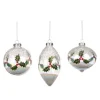 Kerstballen|ohgreen Glazen bal met geplet hulst/besmotief