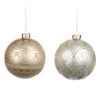 Kerstballen|ohgreen Glazen bal met glitterguirlande/schubmotief