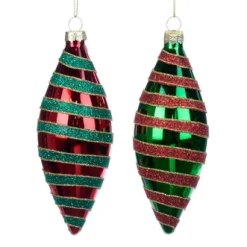 Kerstornamenten|ohgreen Glitter gestreept ornament