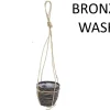 Potten En Vazen|ohgreen Hanging pot stripe bronze d18h16cm