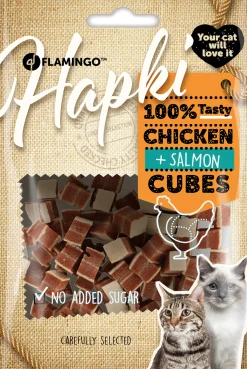 Werelddierendag|Kat Voeding|ohgreen Hapki blokjes met kip en zalm 50gr