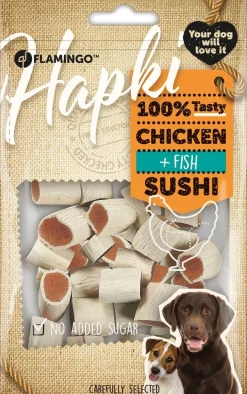Hond Voeding|Werelddierendag|ohgreen Hapki kip - & vis sushi rolletjes 85gr