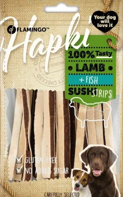 Werelddierendag|Hond Voeding|ohgreen Hapki lamb & fish sushi strips 85gr