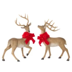 Kerstdecoratie|ohgreen Herten met bontkraag en strik
