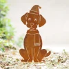 Decoratie|ohgreen Hond met sjaal en kerstmuts op basis