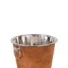 Drank|ohgreen Ijsemmer rond leder cognac (21.5x21.5x20.5cm)