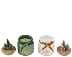 Thema Cosy|Kerstdecoratie|ohgreen Kaars strik fluweel kerstboom