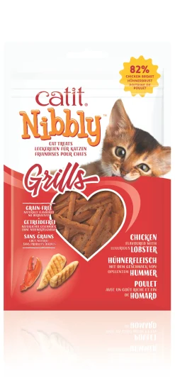 Kat Voeding|ohgreen Kattensnack nibbly grills kip & kreeft 30g