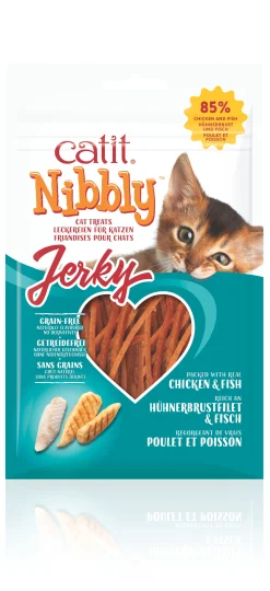 Kat Voeding|ohgreen Kattensnack nibbly jerky kip & vis 30g