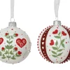 Thema Holiday|Kerstballen|ohgreen Kerstbal glas emaille bloemetjesprint