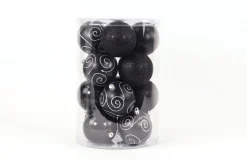Kerstballen|ohgreen Kerstbal zwart (16sts)