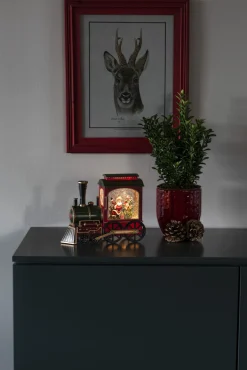Deco Verlichting Binnen|ohgreen Led kerstlantaarn locomotief met kerstman en zak met kerstcadeaus