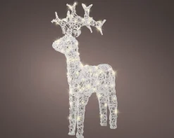 Deco Verlichting Buiten|ohgreen Led rendier zacht acryl reindeer flashing effect 89cm transparant/warm wit