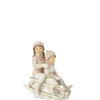 Sfeermakers|ohgreen Meisje+jongen op slee w/roze (14x7.5x20.5cm)