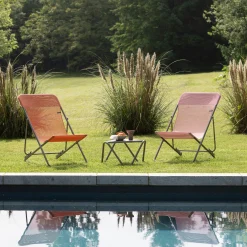 Tuinmeubelen|ohgreen Opvouwbaar ligbed met meerdere standen orange clementine