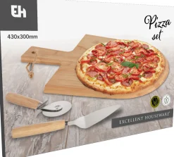 Koken|ohgreen Pizzaset: plank, snijder en schep
