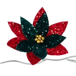 Kerstornamenten|ohgreen Poinsettia bloemclip met pailletten