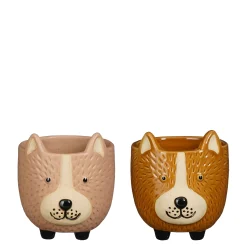 Potten En Vazen|ohgreen Pot hond bruin beige 2 assorti - l11,5xb11xh12cm