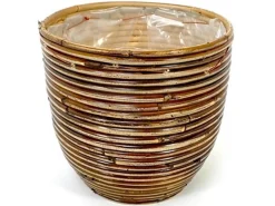 Potten En Vazen|ohgreen Pot round balloon stripe bronze d18h16cm