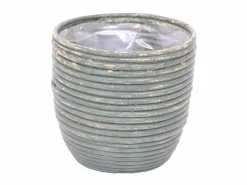 Potten En Vazen|ohgreen Pot round balloon stripe olive d15h14cm