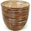 Potten En Vazen|ohgreen Pot round balloon stripe bronze d24h24cm