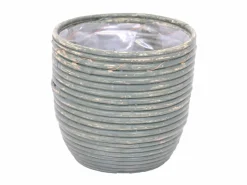 Potten En Vazen|ohgreen Pot round balloon stripe olive d20h19cm
