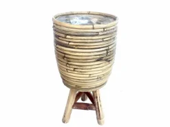 Sfeermakers|ohgreen Pot streep grijs houten pootjes