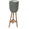 Potten En Vazen|ohgreen Pot stripe wooden legs green d25h74cm