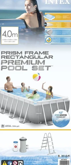 Zwemmen|ohgreen Prism rectangular frame pool set 400x200x100cm