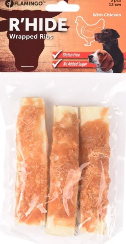 Hond Voeding|ohgreen R'hide chicken wrapped ribs 12cm 3st 90gr