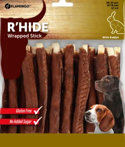 Hond Voeding|ohgreen R'hide stokjes omwikkeld met konijn 7/8mm 12cm 28-32st 350gr