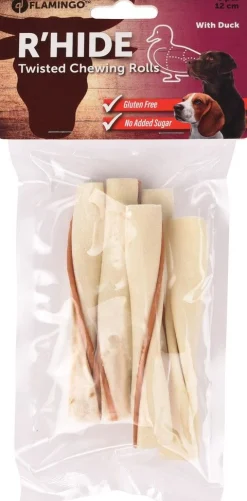 Hond Voeding|ohgreen R'hide twisted chewing rolls with duck 12cm 5st 70gr