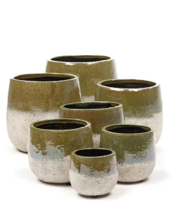 Potten En Vazen|ohgreen Rustic Pot dip 16,5x16,5x15,5 grn/znd