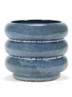 Potten En Vazen|ohgreen Sixties Sierpot l 14,5x14,5x12,5 blauw
