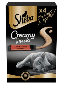 Kat Voeding|ohgreen Snacks voor katten |sheba creamy snack 4x12g rund