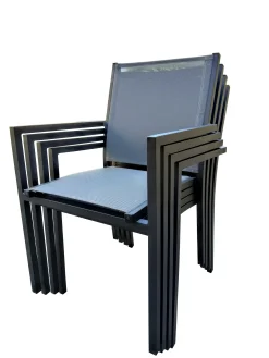 Tuinmeubelen|ohgreen Stoel Lucca antraciet/zilver grijs