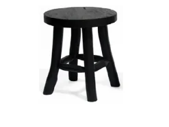 Meubilair|ohgreen Stool teak black d15h17cm