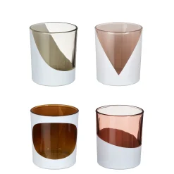Sfeermakers|ohgreen Theelicht houder d.roze bruin grijs l.roze 4 assorti - h8xd7cm