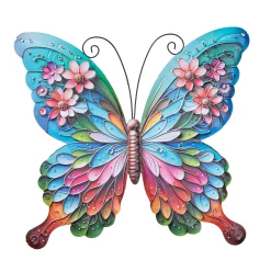 Decoratie|ohgreen Vlinder met bloemen wand decoratie 29,5x32,5cm