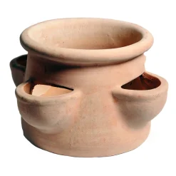 Aardewerk|ohgreen Whitewash aardbeien pot 4kopjes d35h20